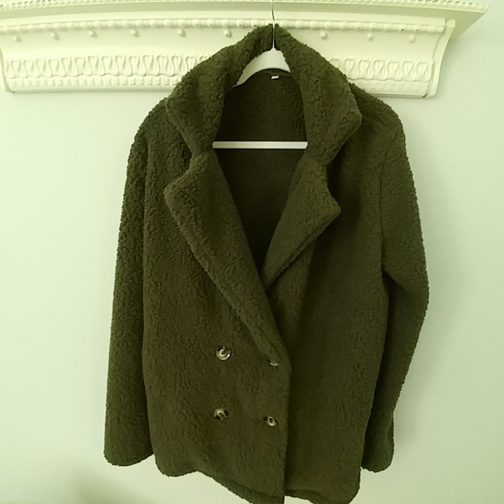 Fuzzy teddy bear jacket.